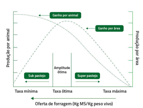 Relação da pressão de pastejo e a capacidade de suporte das pastagens.